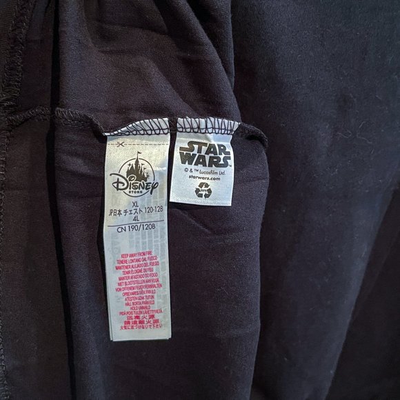 Disney Store Star Wars Lucasfilm Black Graphic Silver Lettering Tshirt Tee Sz XL - Picture 8 of 8